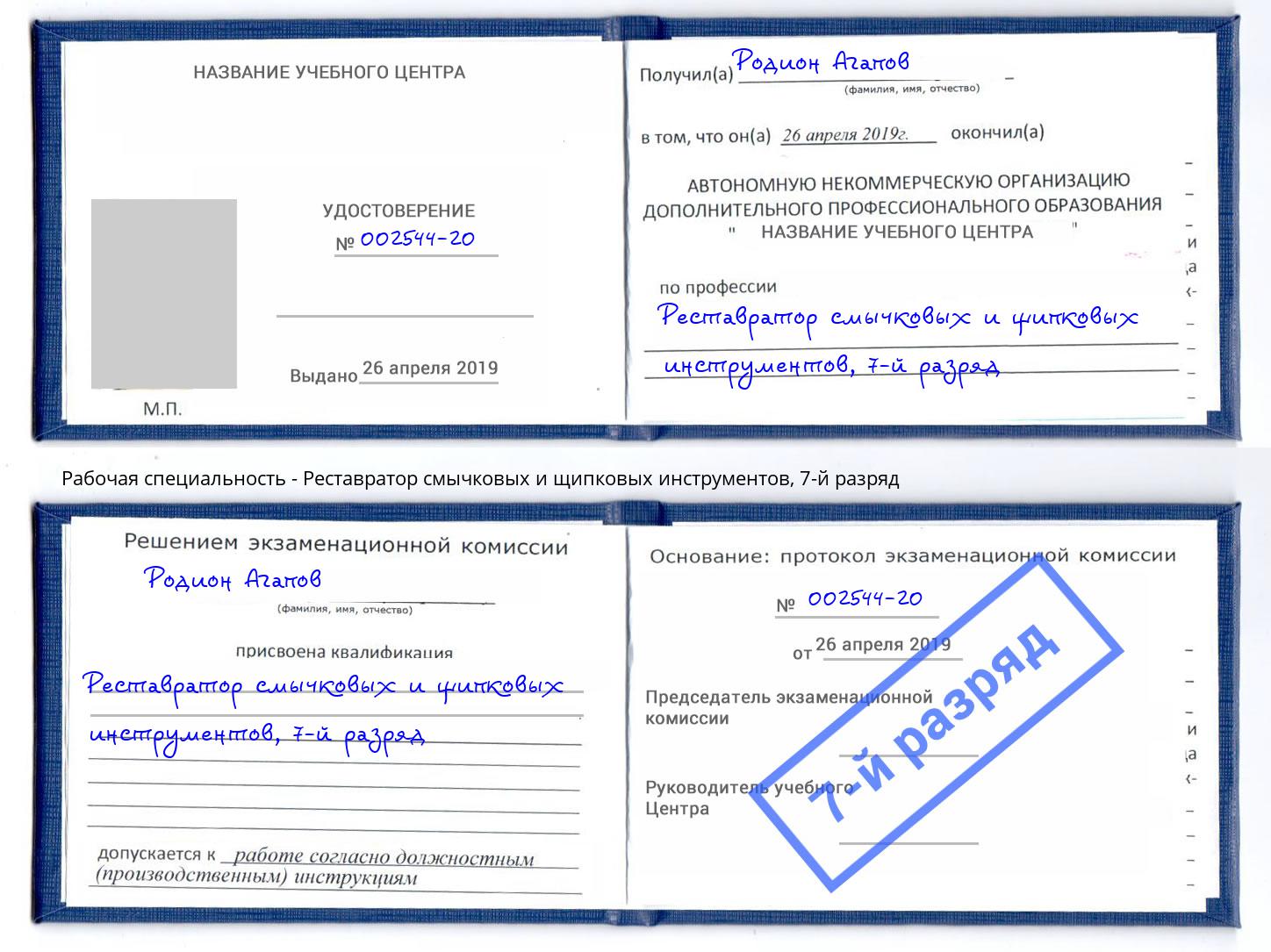 корочка 7-й разряд Реставратор смычковых и щипковых инструментов Мыски