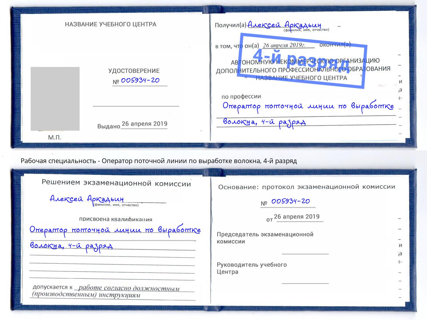 корочка 4-й разряд Оператор поточной линии по выработке волокна Мыски